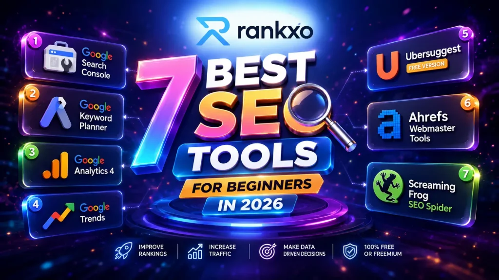 Digital marketer exploring the best free SEO tools for beginners in 2026, including keyword research, SEO audits, and organic traffic growth strategies.